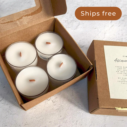 coconut wax tea light quad in box