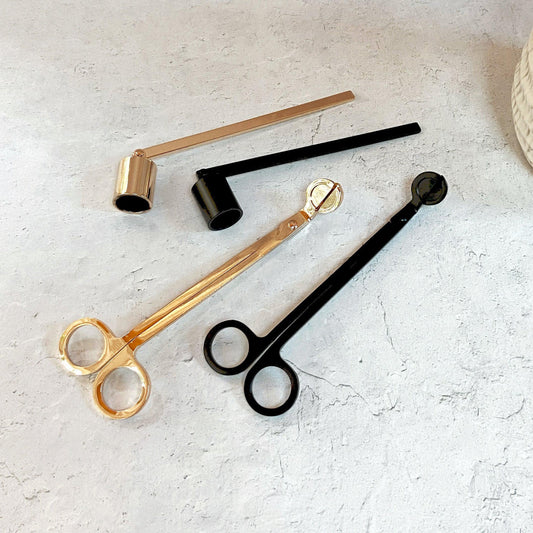 black and gold candle wick trimmers and snuffers