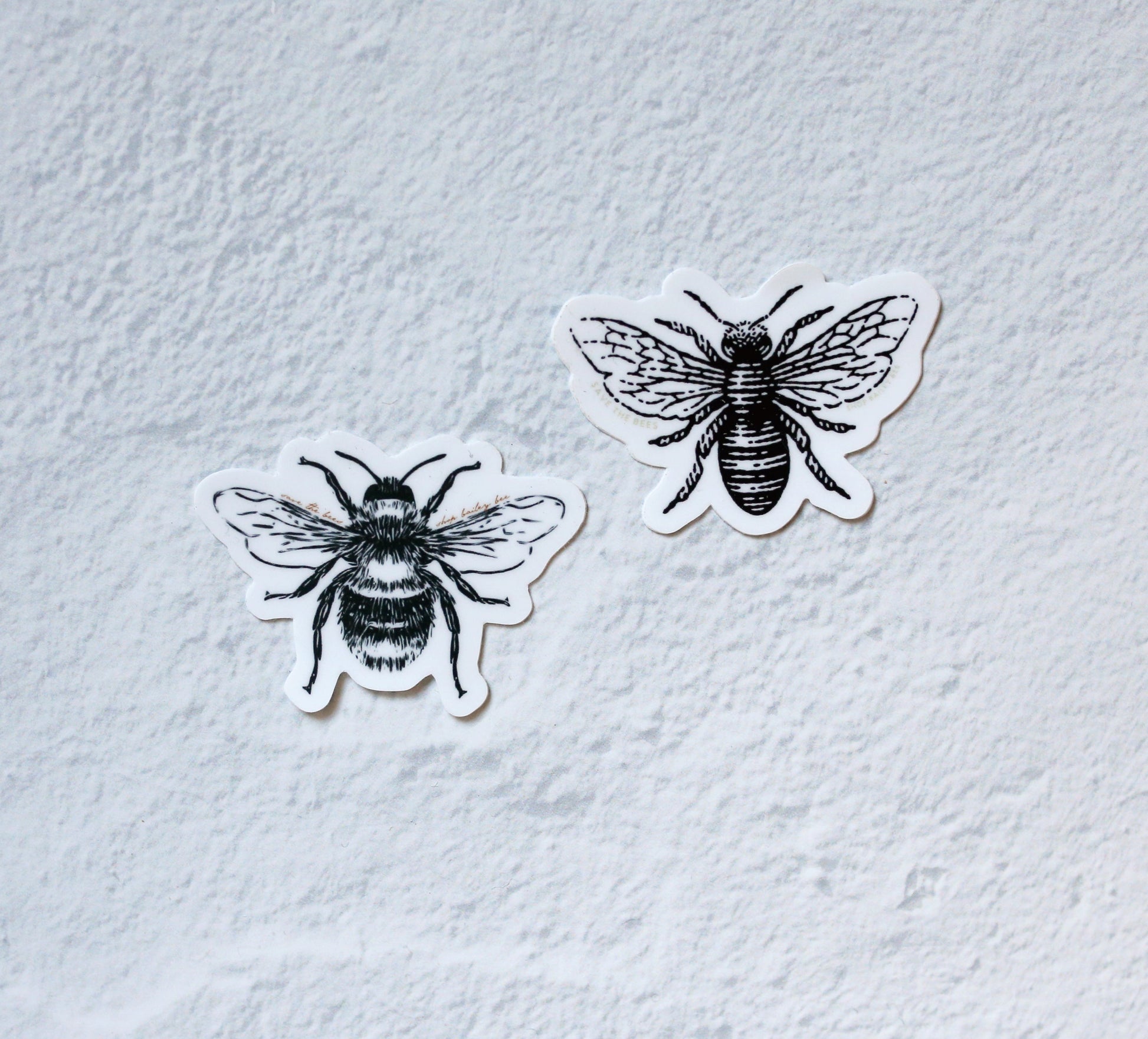 honeybee and bumblebee sticker side-by-side