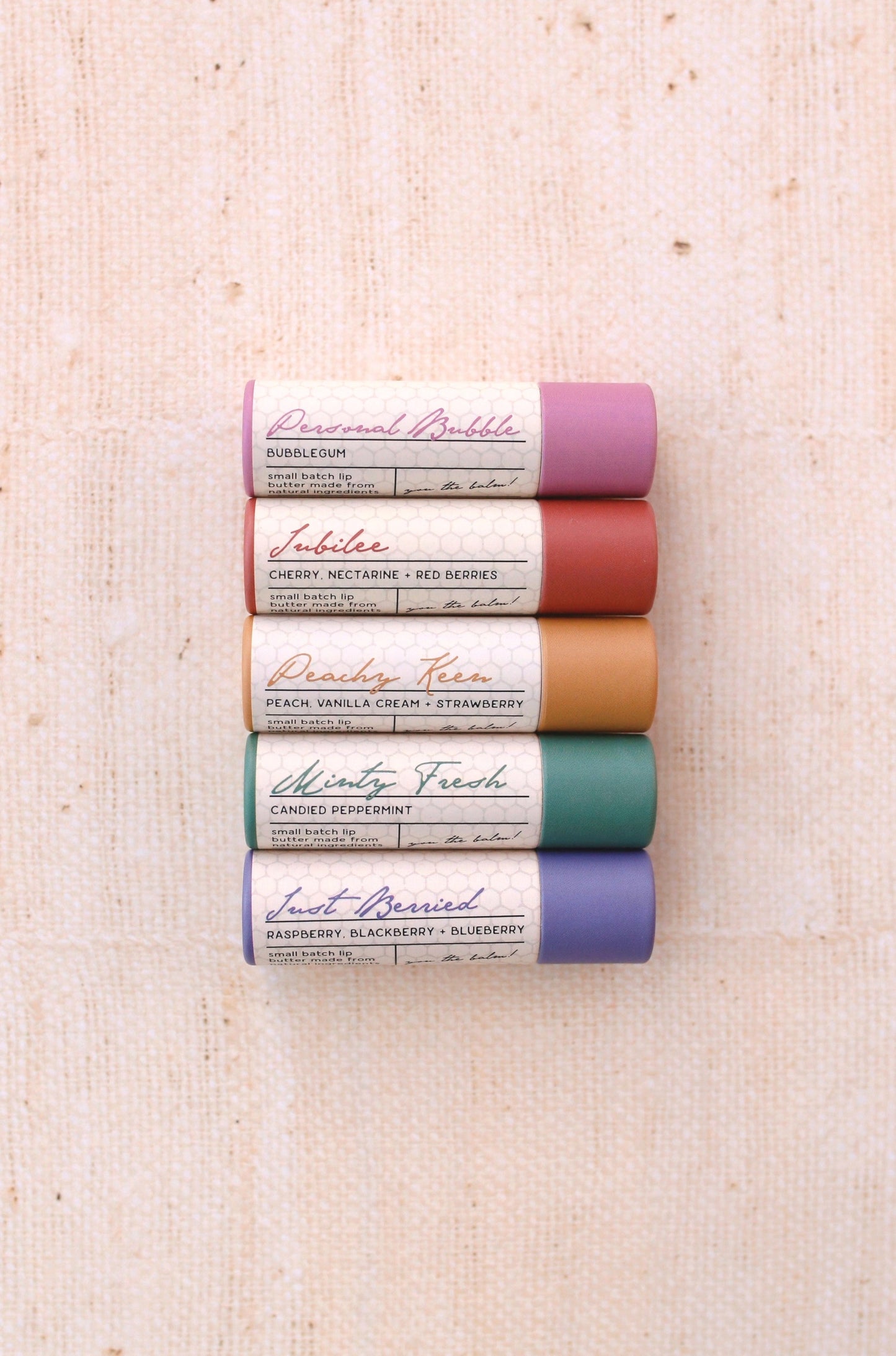 original five lip butters lined up