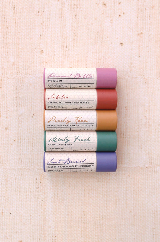 original five lip butters lined up