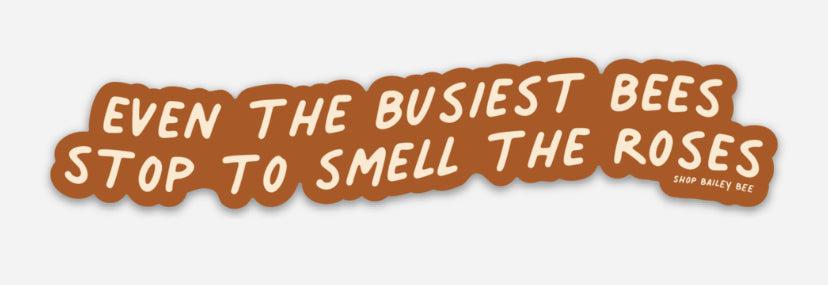 even the busiest bee sticker mockup